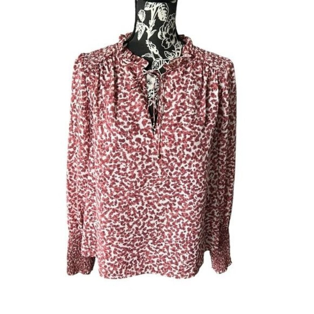 Marie Oliver Kate Smocked Blouse Shirt Top Long Sleeve Small